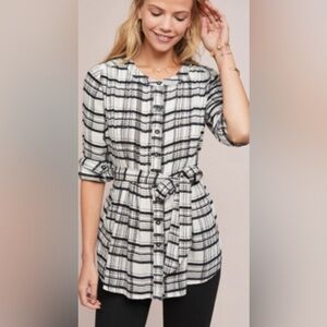 Anthropologie Black & White Plaid tunic Size 8
